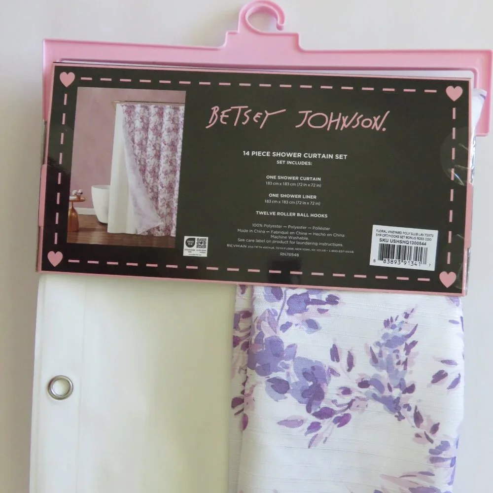 (#X-1) Betsey Johnson Floral 14 Piece Shower Curtain Set